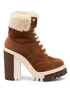 DOLCE & GABBANA LUG-SOLE SHEARLING-LINED SUEDE HIKING BOOTS,400011130845