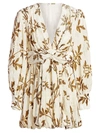 Dodo Bar Or Anatalya Metallic Floral Silk Velvet V-neck Dress In Cream