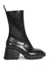 Chloé Back Loop Square Toe Boots With 50mm Heel In Black