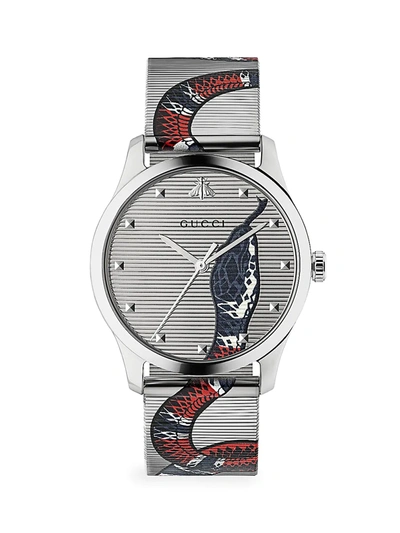 Gucci Men's G-timeless Stainless Steel & Mesh Bracelet Watch In Gray/red