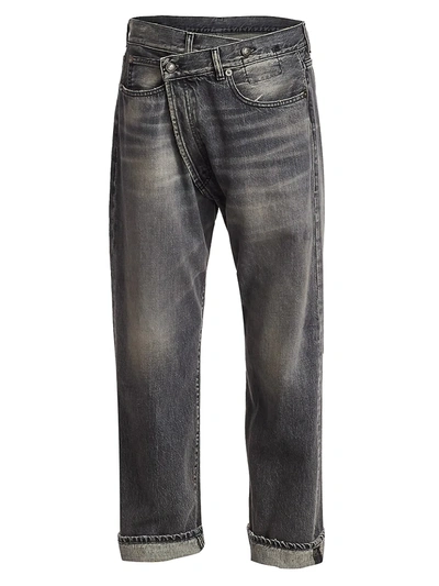 R13 Crossover Cotton Denim Straight Jeans In Black