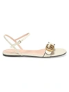 GUCCI MARMONT LEATHER DOUBLE G SANDALS,400098350028