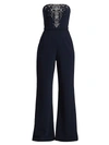 THEIA WOMEN'S EMBELLISHED STRAPLESS WIDE LEG JUMPSUIT,0400011303157