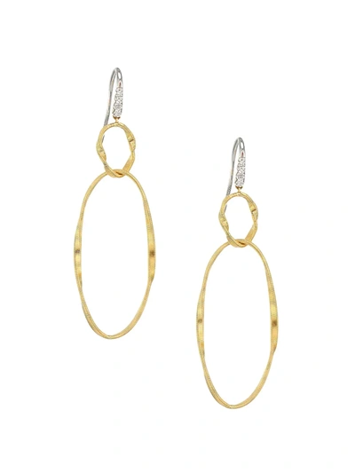 Marco Bicego 18k Gold Marrakech Onde Double Link Hook Earrings With White Diamonds In Yellow Gold