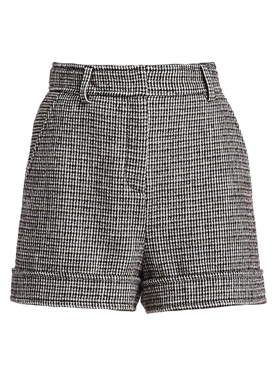 Maje Women's Igor High-rise Houndstooth Wool-blend Shorts In Grey