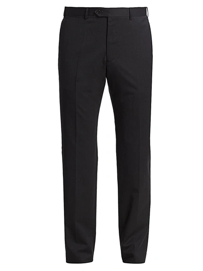 Giorgio Armani Textured Tailored Trousers In Dark Heather Grey