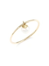 ZOË CHICCO 14K YELLOW GOLD & 4MM FRESHWATER PEARL CHARM RING,400011476776