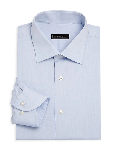 Saks Fifth Avenue Collection Travel Twill Long-sleeve Dress Shirt In Light Blue
