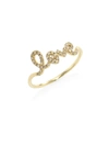 Sydney Evan 14k Gold Diamond Love Script Ring In Gold