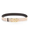 Ferragamo Gancini Medium Buckle Reversible Leather Belt In Bisque