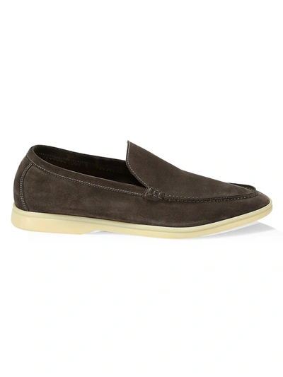 Loro Piana Men's Summer Walk Suede Loafers In Chocolate