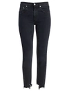 Agolde Toni Mid-rise Distressed-hem Stretch Slim-fit Ankle Jeans In Feral