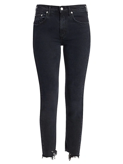 Agolde Toni Mid-rise Distressed-hem Stretch Slim-fit Ankle Jeans In Feral
