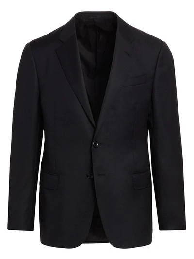 Giorgio Armani Soft Basic Wool Two-button Slim-fit Blazer In Black