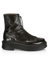 The Row Leather Ankle Boots In Nero