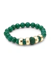 AKOLA GREEN ONYX & RAFFIA STRETCH BRACELET,400011382436