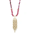 AKOLA PINK AGATE & RAFFIA CHAIN PENDANT NECKLACE,400011382576