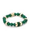 AKOLA WOMEN'S GREEN ONYX & RAFFIA STRETCH BRACELET,400011382457