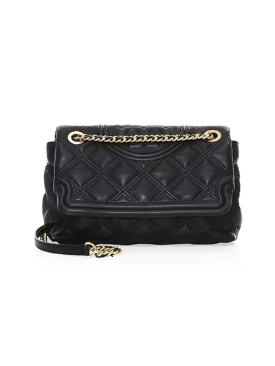 Tory Burch Fleming Soft Quilted Lambskin Leather Shoulder Bag In Black