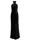 Galvan Silk Halter Trumpet Dress In Midnight