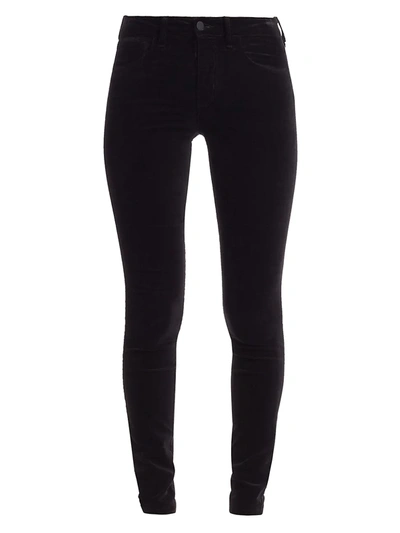 L Agence Marguerite High-rise Velvet Skinny Jeans In Black
