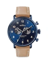 SHINOLA THE CANFIELD CHRONOGRAPH SUNRAY DIAL LEATHER STRAP WATCH,400011481349