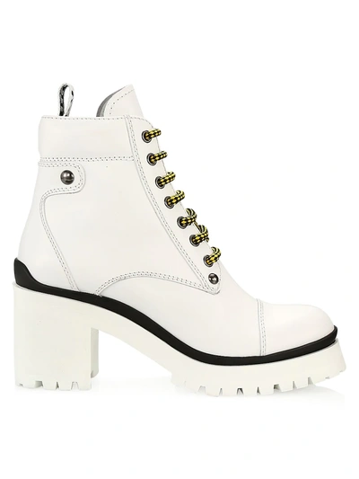 Miu Miu Women's Never Mind Block Heel Hiking Boots In Bianco