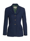 GUCCI WOMEN'S DRILL SHRUNKEN SINGLE-BREASTED JACKET,0400011327233