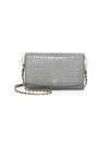 TORY BURCH WOMEN'S ROBINSON CROC-EMBOSSED LEATHER WALLET-ON-CHAIN,0400011403540