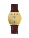 GUCCI MEN'S GRIP YELLOW GOLD PVD & BORDEAUX LEATHER STRAP WATCH,400011573939