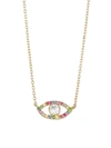 ANZIE 14K YELLOW GOLD, MULTICOLOR SAPPHIRE & WHITE TOPAZ EVIL EYE NECKLACE,400011352335