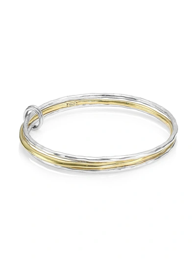 Ippolita Sterling Silver & 18k Yellow Gold Chimera Mixed-texture Bangle Set In Gold And Silver