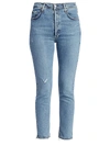 AGOLDE NICO HIGH-RISE SLIM-FIT CROP ANKLE DISTRESSED JEANS,400011617899