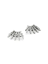 ADRIANA ORSINI TIVOLI RUTHENIUM-PLATED STERLING SILVER & CUBIC ZIRCONIA EYELASH CLIMBER EARRINGS,400011442651