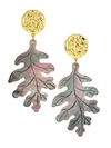 NEST GREY MOTHER-OF-PEARL CARVED LEAF EARRINGS,400011313205