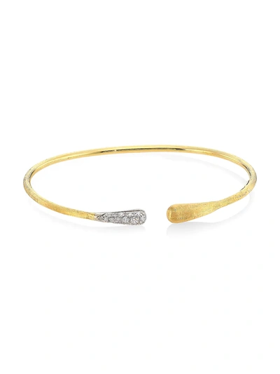 Marco Bicego 18k Yellow & White Gold Lucia Diamond Open Bangle Bracelet In Yellow Gold