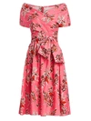LELA ROSE WILDFLOWER-PRINT COTTON OFF-THE-SHOULDER CAPE DRESS,400011532074