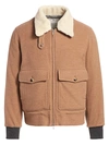 BRUNELLO CUCINELLI MEN'S SHEARLING COLLAR AVIATOR JACKET,0400010935433