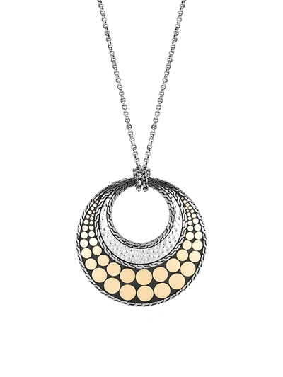 John Hardy Sterling Silver & 18k Yellow Gold Dot Round Pendant Necklace, 32 In Multicolor