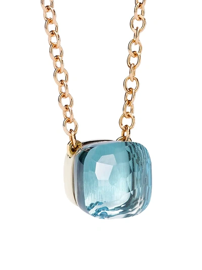 Pomellato Blue Topaz & 18k Rose Gold Pendant Necklace