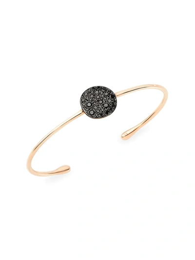 Pomellato Sabbia Cuff Bracelet With Brown Diamonds In 18k Rose Gold In Black/rose