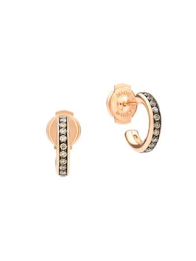 POMELLATO ICONICA 18K ROSE GOLD & BROWN DIAMOND SMALL HOOP EARRINGS,400099254915