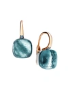 Pomellato Nudo Earrings With Blue Topaz In 18k Rose And White Gold In Blue/rose