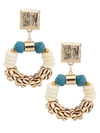 AKOLA WOMEN'S BONE & RAFFIA HOOP CLIP-ON EARRINGS,0400011369376