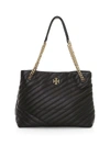 Tory Burch Kira Chevron Leather Tote In Black