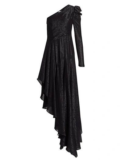 Amur Esmerelda Shimmer Asymmetric Dress In Black