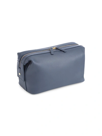 Royce New York Executive Leather Toiletry Bag In Navy Blue