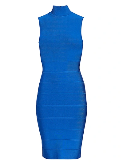 Herve Leger Icon Crossover Bust Bodycon Dress In Sapphire