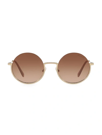 Miu Miu 52mm Round Sunglasses In Pale Gold