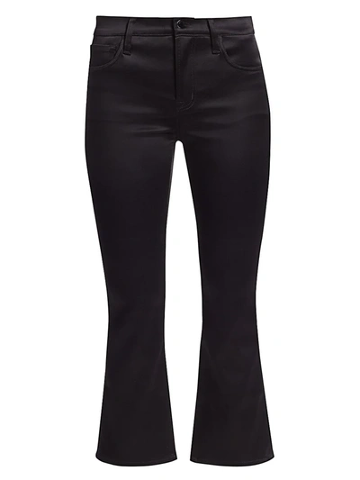 J Brand Selena Mid-rise Satin Crop Bootcut Jeans In Black